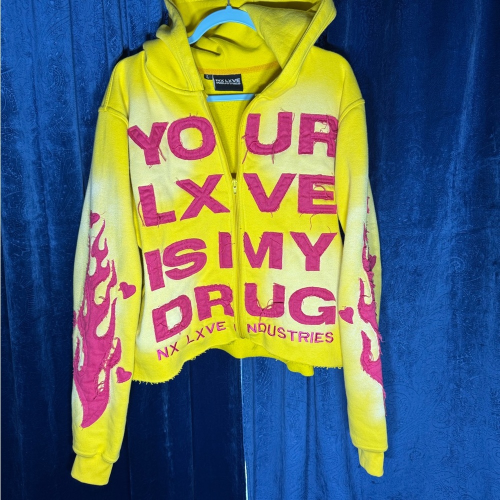 NX LXVE INDUSTRIES Yellow and Pink Kids Hoodie